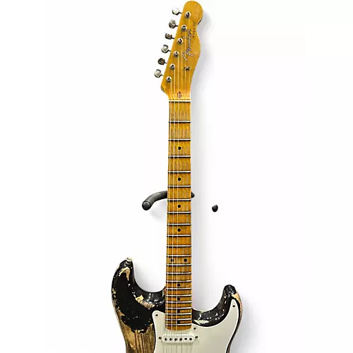 Used 2022 Fender 1957 Relic Stratocaster Esquire Black Solid Body Electric Guitar Black - musicians--Friend