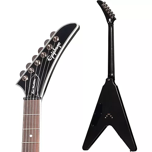 Epiphone Dave Mustaine Flying V Custom Electric Guitar Black Metallic - musicians--Friend