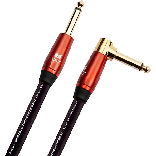 Monster Cable Prolink Acoustic Pro Audio Instrument Cable, Right Angle to Straight 21 ft. Black - musicians--Friend