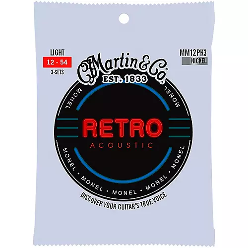 Martin Retro Acoustic Strings With Monel Wrap Wire 3-Pack Light (12-54) - musicians--Friend