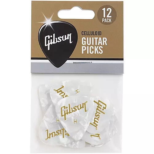 Gibson Pearloid White Picks, 12 Pack Medium - musicians--Friend