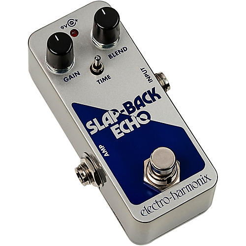 Electro-Harmonix SLAP-BACK ECHO Analog Delay Effects Pedal Silver and Blue - musicians--Friend