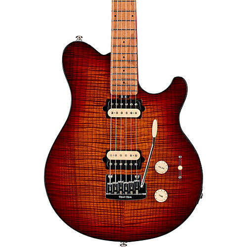 Ernie Ball Music Man Axis Super Sport Flame Top Electric Guitar Roasted Amber - musicians--Friend