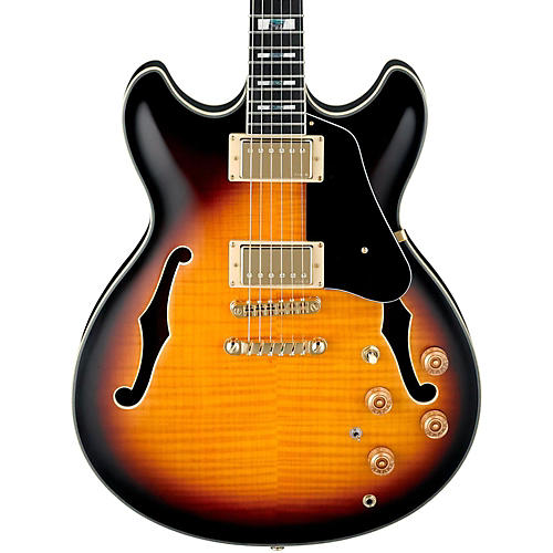 Ibanez JSM10 John Scofield Signature Semi-Hollowbody Electric Guitar Vintage Yellow Sunburst - musicians--Friend