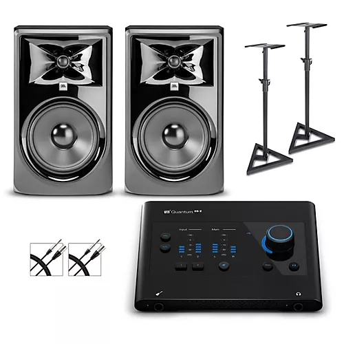 PreSonus Quantum ES4 Audio Interface With JBL 3 Series Studio Monitor Pair (Cables & Stands Included) 308MKII - musicians--Friend