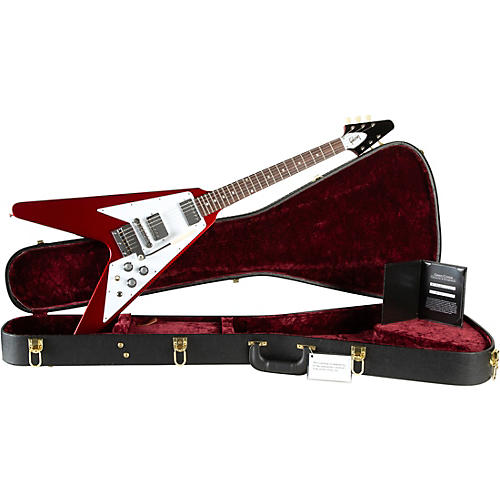 Gibson Custom 1967 Mahogany Flying V Reissue With Maestro Vibrola Electric Guitar Sparkling Burgundy - musicians--Friend
