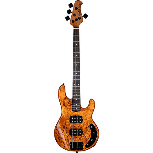 Sterling by Music Man StingRay RAY34 HH Poplar Burl Top Bass Amber - musicians--Friend