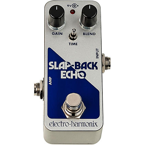 Electro-Harmonix SLAP-BACK ECHO Analog Delay Effects Pedal Silver and Blue - musicians--Friend