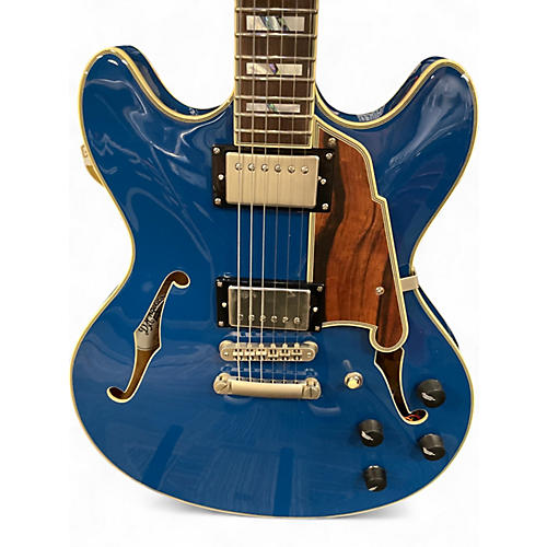 Used D'Angelico dc DELUXE Blue Hollow Body Electric Guitar Blue - musicians--Friend