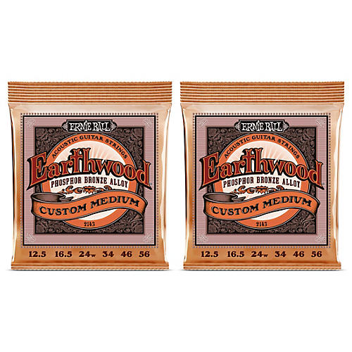 Ernie Ball 2143 Earthwood Phosphor Bronze Custom Medium Acoustic Strings 2-Pack - musicians--Friend