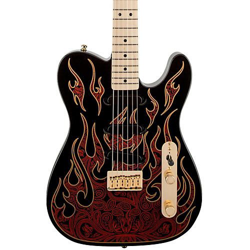 Fender Artist Series James Burton Telecaster Electric Guitar Blue Paisley Flames - musicians--Friend