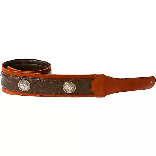 Taylor Grand Pacific Leather Strap, Nickel Conchos Black 3 in. - musicians--Friend