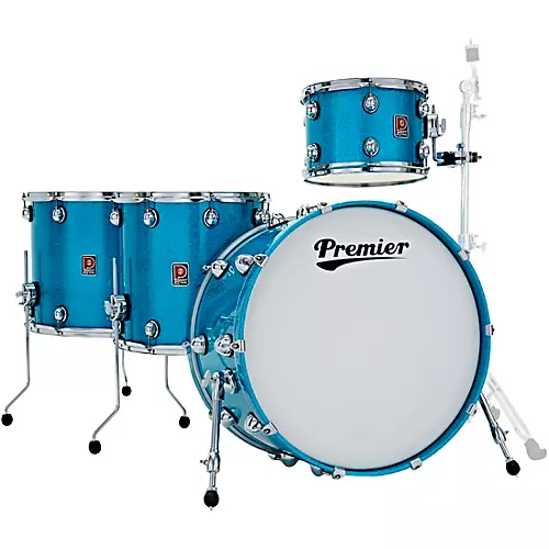 Premier Genista Heritage Birch 4-Piece Shell Pack with 24 in. Bass Drum Aqua Sparkle - musicians--Friend
