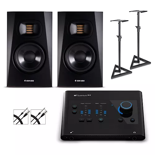 PreSonus Quantum ES2 Audio Interface with Adam Audio T Series Studio Monitor Pair (Cables & Stands Included) T5 - musicians--Friend