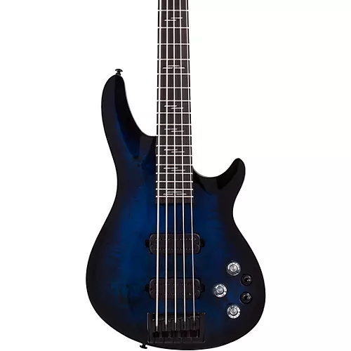 Schecter Guitar Research Omen Elite-5 5-String Electric Bass See-Thru Blue Burst - musicians--Friend