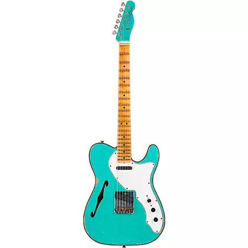Fender Custom Shop Limited-Edition '60s Custom Telecaster Thinline Relic Maple Fingerboard Electric Guitar Aged Sea Foam Green Sparkle - musicians--Friend