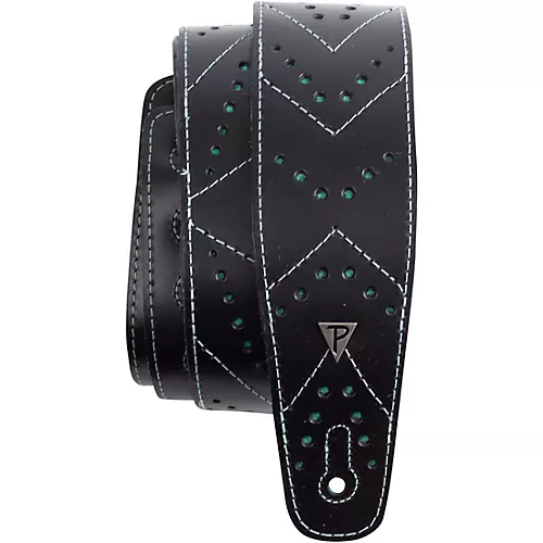 Perri's Italian Leather Guitar Strap Oxford - Blk/Teal 2.5 in. - musicians--Friend