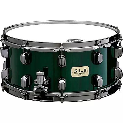 TAMA S.L.P. Bubinga/Maple Snare Drum 14 x 6.5 in. Malachite Green Zebrawood - musicians--Friend