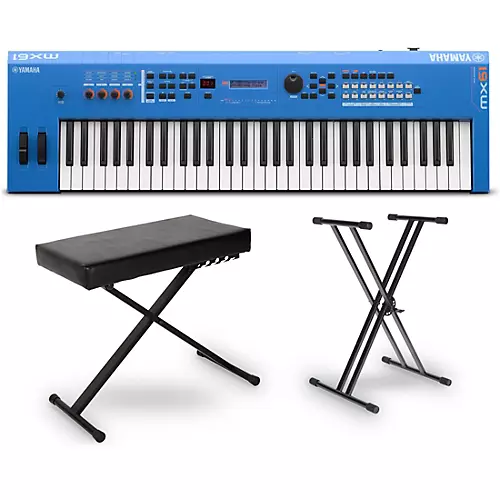 Yamaha MX61 61-Key Music Production Synthesizer Essentials Bundle Blue - musicians--Friend