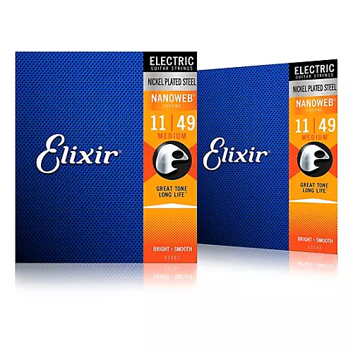 Elixir Electric Guitar Strings with NANOWEB Coating, Medium (.011-.049) 2-Pack - musicians--Friend