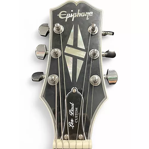Used 2021 Epiphone Les Paul Custom Silverburst Solid Body Electric Guitar Silverburst - musicians--Friend