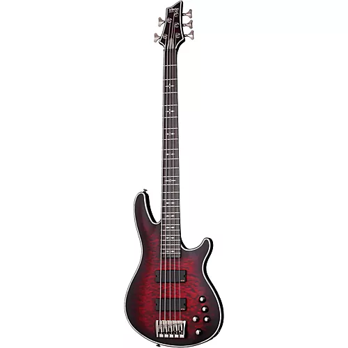 Schecter Guitar Research Hellraiser Extreme-5 Electric Bass Guitar Satin Crimson Red Burst - musicians--Friend