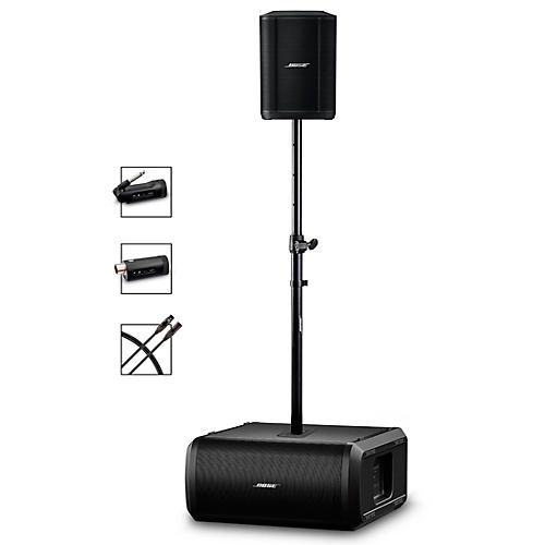 Bose S1 Pro+ Wireless PA Package With Sub1 Powered Bass Module, Instrument Transmitter, Mic/Line Transmitter, Subwoofer Pole and XLR Cable - musicians--Friend