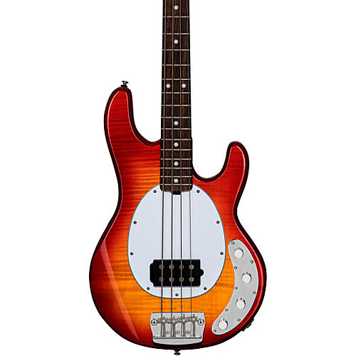 Sterling by Music Man StingRay Ray34 Flame Maple Electric Bass Guitar Heritage Cherry Burst - musicians--Friend