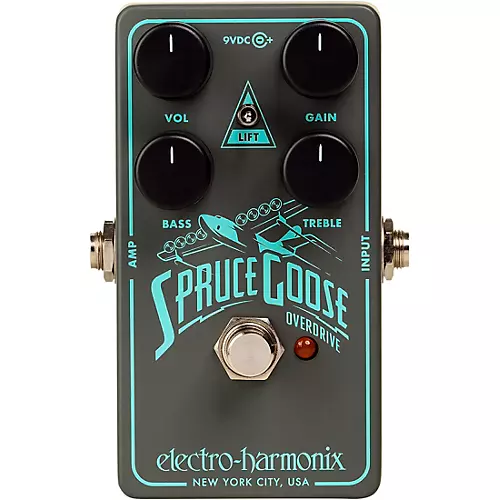 Electro-Harmonix Spruce Goose Overdrive Effects Pedal Grey and Teal - musicians--Friend