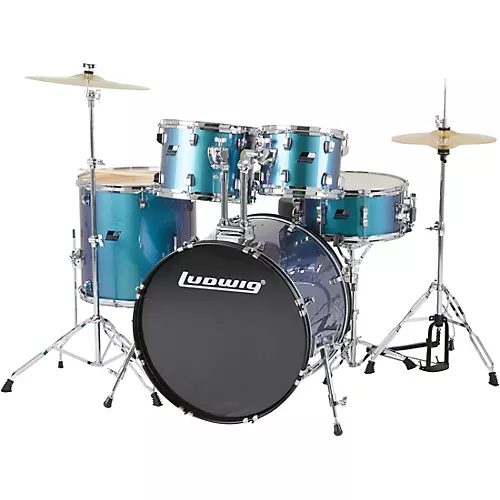 Ludwig BackBeat Complete 5-Piece Drum Set With Hardware and Cymbals Metallic Purple Mist - musicians--Friend
