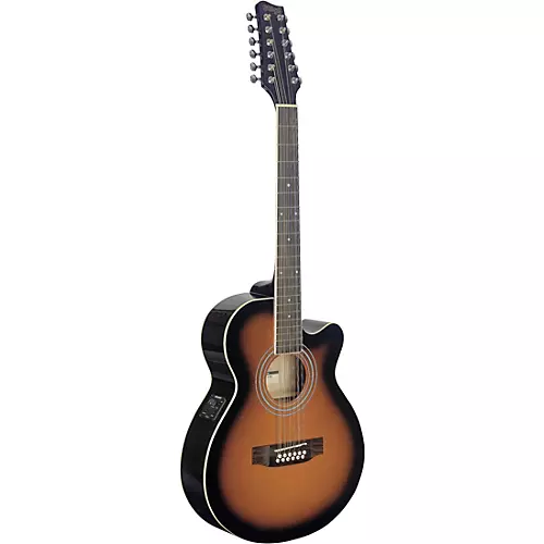 Stagg Mini-Jumbo Electro-Acoustic Cutaway 12-String Concert Guitar 3-Color Sunburst - musicians--Friend