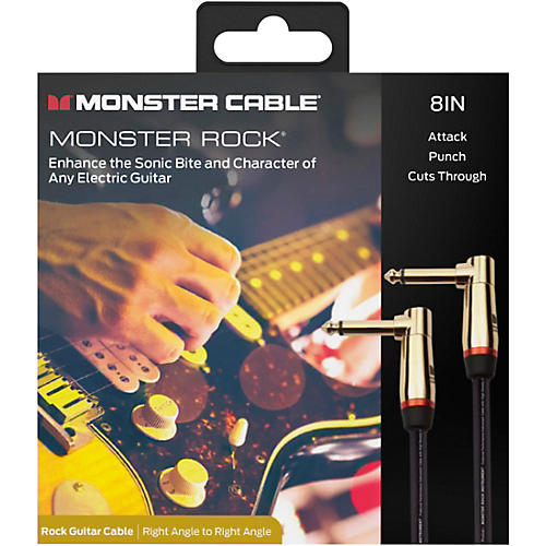 Monster Cable Prolink Rock Pro Audio Instrument Cable, Right Angle to Right Angle 8 in. Black - musicians--Friend