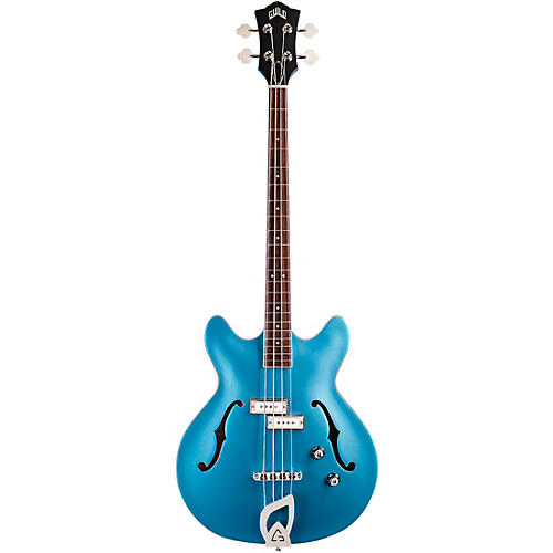 Guild Starfire I Bass Semi-Hollow Short Scale Double-Cut Electric Bass Guitar Pelham Blue - musicians--Friend