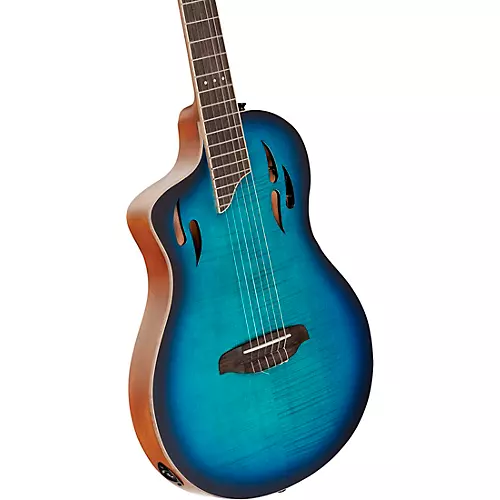 Ortega TourPlayer Deluxe Left-Handed Nylon-String Acoustic-Electric Guitar Blue Burst - musicians--Friend