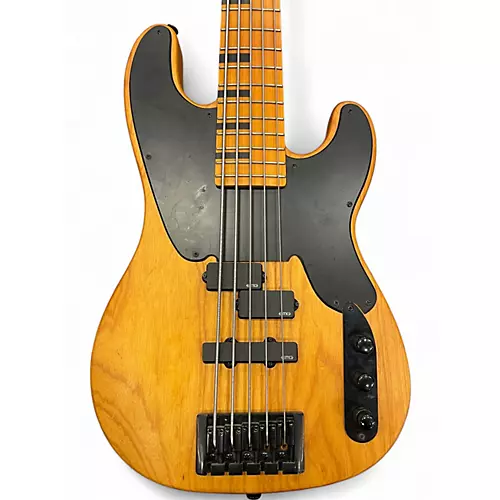 Used 2023 Schecter Guitar Research Model T 5 Natural Electric Bass Guitar Natural - musicians--Friend