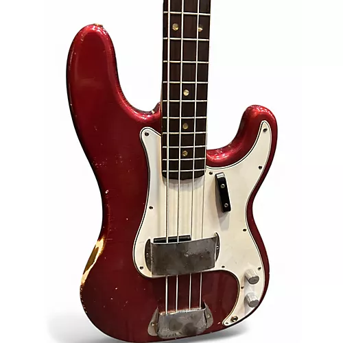 Vintage 1966 Fender Precision Bass Candy Apple Red Electric Bass Guitar Candy Apple Red - musicians--Friend