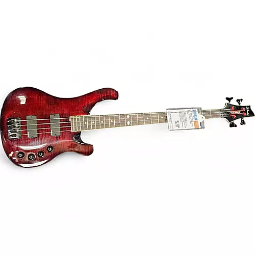 Used Schecter Guitar Research 004 diamond series Trans Red Electric Bass Guitar Trans Red - musicians--Friend