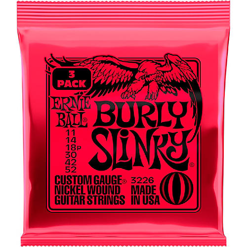 Ernie Ball Burly Slinky Nickel Wound Electric Guitar Strings 3-Pack 11 - 52 - musicians--Friend