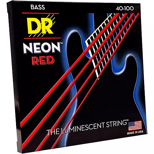 DR Strings Hi-Def NEON Red Coated Lite Bass Strings (40-100) - musicians--Friend