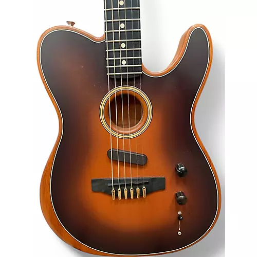 Used Fender American Acoustasonic Telecaster Bourbon Burst Acoustic Electric Guitar Bourbon Burst - musicians--Friend