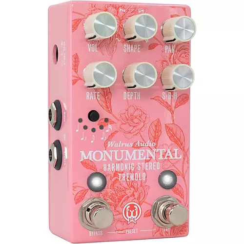 Walrus Audio Monumental Stereo Harmonic Tap Tremolo Effects Pedal Floral Series 2024 Pink - musicians--Friend