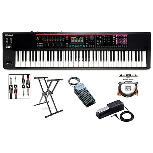 Roland FANTOM-08 Synthesizer With KS-20X, DP-10 and EV-5 Plus Black Series Audio and MIDI Cables - musicians--Friend