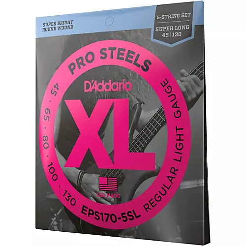 D'Addario EPS170-5SL  XL ProSteels Regular Light Super Long Scale 5-String Bass Strings - musicians--Friend