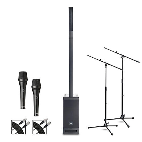 JBL IRX ONE Column Line Array Bundle With Dual AKG P5i Microphones, Stands and Cables - musicians--Friend
