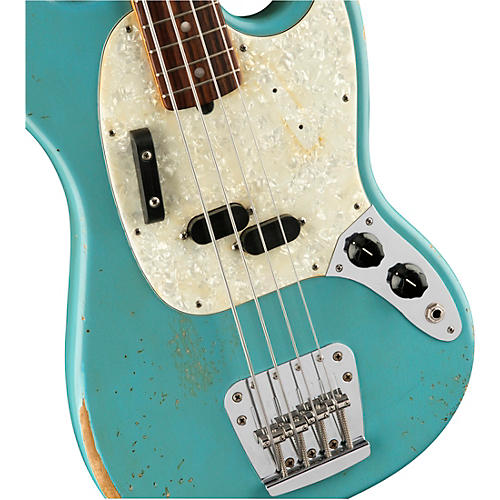 Fender Justin Meldal-Johnsen Road Worn Mustang Electric Bass Black - musicians--Friend