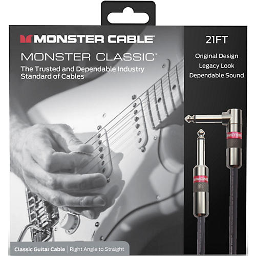 Monster Cable Prolink Classic Pro Audio Instrument Cable, Right Angle to Straight 21 ft. Black - musicians--Friend