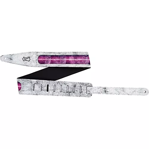 Levy's Interstellar Series Window Cutout Leather Guitar Strap White 2.5 in. - musicians--Friend