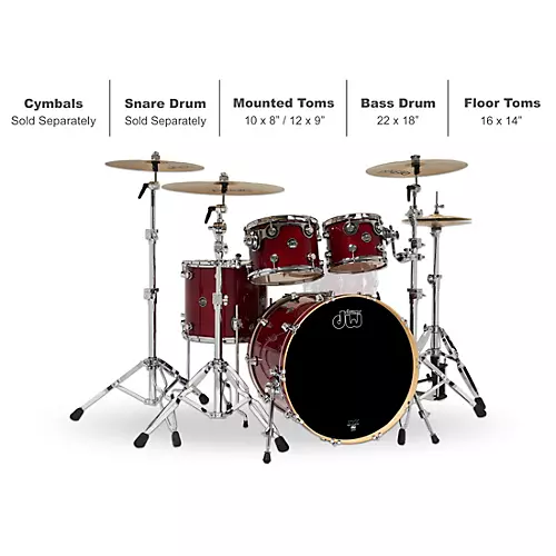 DW 4-Piece Performance Series Shell Pack Hard Satin Charcoal Metallic - musicians--Friend