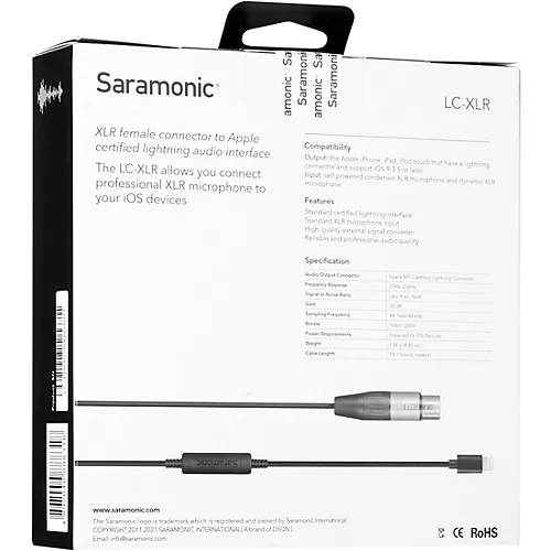 Saramonic LC-XLR Cable Interface With XLR-F to Apple Lightning - musicians--Friend