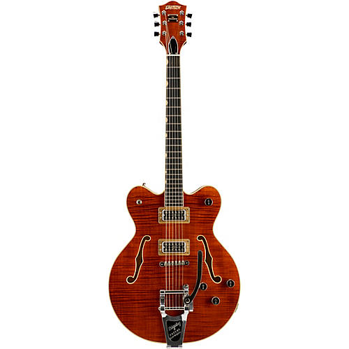 Gretsch Guitars G6609TFM Players Edition Broadkaster Center Block Electric Guitar With String-Thru Bigsby and Flame Maple Bourbon Stain - musicians--Friend